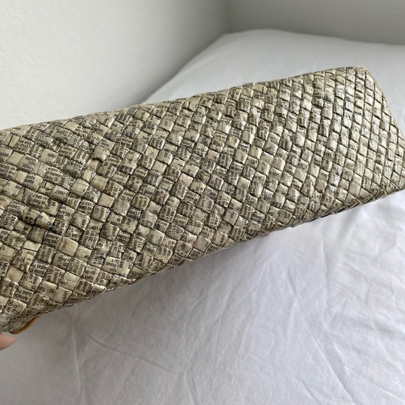 FUJI Eco-Friendly Recycled Material w Straw Shoulder Handbag Zipper Closure Top - Picture 4 of 11